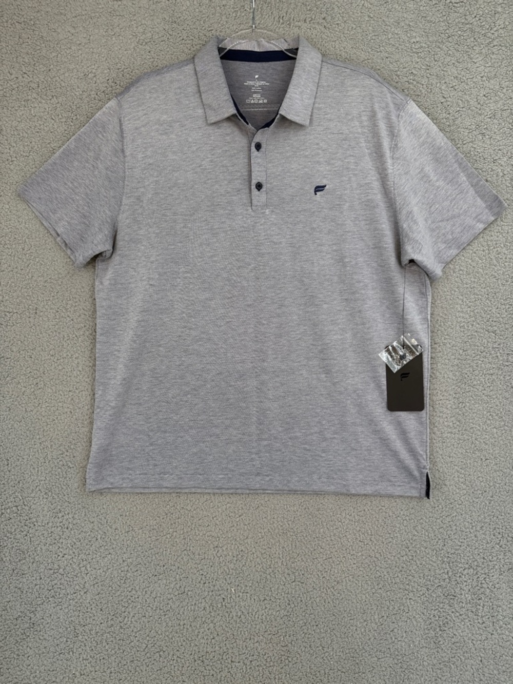 Fabletics The Dash Polo Mens XL short sleeve shirt Light Gray Heather Reflective